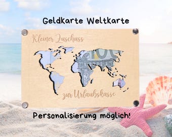 Money gift for a holiday, wish fulfillment, personalized wooden card, birthday voucher, money gift, wooden card, birthday present, holiday