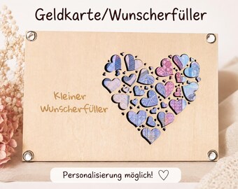 Personalized wooden money gift, engraved money card, wish fulfiller, birthday present, giving money as a gift, fun gift idea