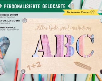 Personalized wooden card as a gift for starting school, gift certificate for starting school, money gift, wooden card, gift for starting school, first day of school