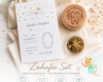 Tooth Fairy, Personalized Tooth Fairy Set, Wooden Tooth Box, Tooth Fairy Coin & Certificate, Tooth Fairy Gift, Child's Milk Tooth Keepsake, Milk Tooth Box