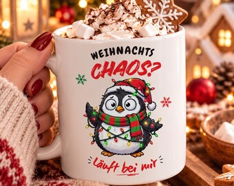 Penguin Christmas Mug – Christmas chaos? Not here! | Funny Christmas Mug | Christmas Gift for Colleague/Friend