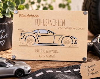 Money gift for a driver's license, personalized wooden money card, driver's license gift, gift for passing the test, money gift for a car