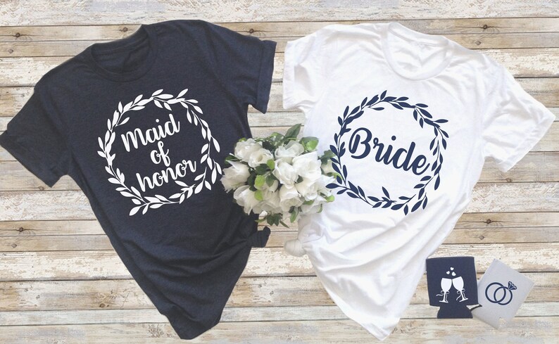 bridesmaid and bride shirts