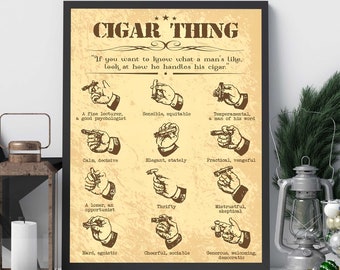 Vintage Cigar Poster, Cigar Thing Knowledge Vintage Poster, Cigar Lover Gift, Cigar Wall Art, Printable Wall Art, Cigar Sign, Wall Art Home