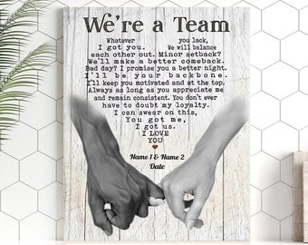 Personalized We're A Team Couple Canvas, Anniversary Couple Gift For Her, Custom Name Canvas, Custom Couple Wall Decor, Wedding Anniversary