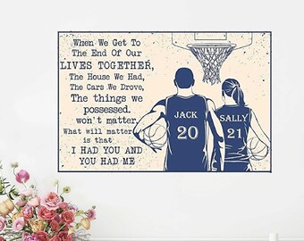 Personalized When We Get To The End Basketball Poster, Basketball Couple, Basketball Lover Gift, Sport Gifts Poster, Custom Gift For Couples