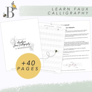 Faux Kalligraphie Workbook | Anfänger Kalligrafie | Kalligrafie lernen | Kalligrafie Grundlagen | Faux Kalligraphie | DIGITALER DOWNLOAD