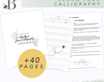 Faux Calligraphy Workbook | Beginner Calligraphy | Learn Calligraphy | Calligraphy Basics | Faux Calligraphy | DIGITAL DOWNLOAD