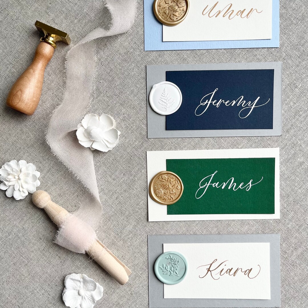 Wax Seal Place Cards Calligraphy Place Cards Hand Lettered Place Cards
