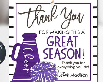 Editable Cheer Coach Gift Tag: Purple & Gold (DIY Digital Download) #CO33