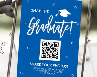 Editable Graduation Photo Game: QR Code, Share Photos Template (Digital Download, 4x6, 5x7, 8x10) #GP49