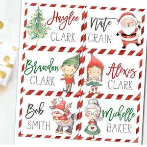 Editable Christmas Name Tags: DIY Holiday Labels (Digital Download)