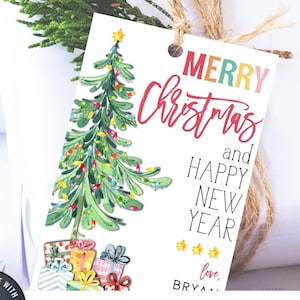 Editable Merry Christmas Tag, Merry Christmas Gift Tag, Christmas Gift Tag, Christmas Gift Labels, Happy Holidays, DIY w/Corjl - #CP05 (2)