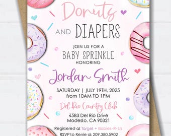 Editable Donut Baby Shower Invitation: Donut Sprinkle (5x7, Digital Download) #BS87