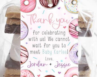Donut Baby Shower Favor Tags: Editable Thank You Baby Shower Favor Tags (Digital Download) #BS87