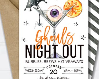 Editable Halloween Ghouls Night Out Template, Halloween Business Sale Flyer, Halloween Sale Advertising Girls Night Out (5x7 & 8.5x11) #HP38