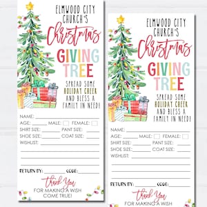 EDITABLE Giving Tree Gift Tags, Christmas Giving Tree Fundraiser Form, Angel Tree Gift Tag Form, Giving Tree Tags - DIY w/Corjl - #CP05 (24)