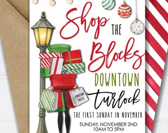 Editable Christmas Shop the Blocks Flyer, Christmas Shopping Flyer, Shop the Block Christmas Flyer (DIY Corjl Template) #CF51