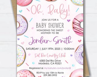 Editable Donut Baby Shower Invitation: Sprinkle Theme (5x7 Digital Download) #BS87