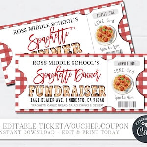 EDITABLE Spaghetti Dinner Fundraising Tickets, Spaghetti Dinner Fundraising Template, Spaghetti Benefit Dinner, DIY with Corjl - #FLYR42