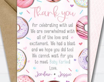 Donut Baby Shower Thank You Card (Editable with Corjl) #BS87