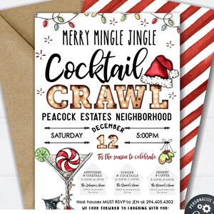 EDITABLE Christmas Cocktail Crawl Party Template, Trendy Christmas Invitation, Christmas Party Invitation - DIY Edit w/Corjl - #CP02 (8)