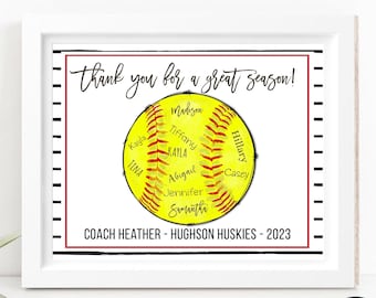 Editable Softball Coach Gift Printable: Team Appreciation (DIY Corjl)