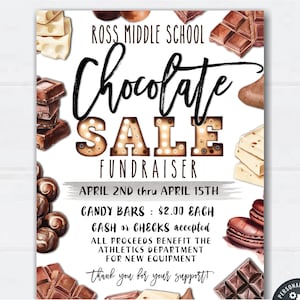 EDITABLE Chocolate Sale Fundraiser Flyer, Chocolate Sale Flyer, Fundraiser Flyer for Chocolate, Candy Bar Sale Template, DIY Corjl #FLYR33
