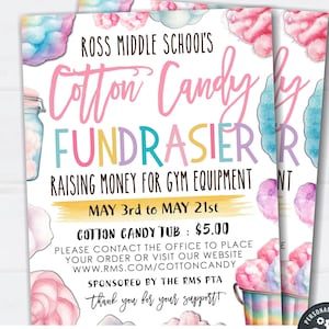 Editable Cotton Candy Fundraiser Flyer Template (Digital Download)