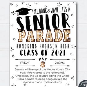 Editable Senior Parade Flyer: Graduation Celebration (DIY Corjl Template) #GP15