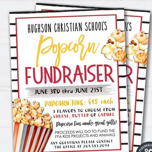 Editable Popcorn Fundraiser Flyer Template (DIY Corjl) #FLYR29