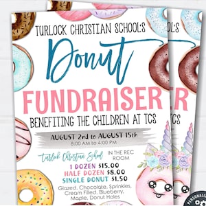 EDITABLE Donut Fundraising Flyer, Fundraising Donut Flyer, Donut Fundraising Template, Donuts for Sale Flyer, DIY with Corjl - #FLYR37