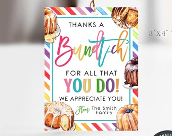 EDITABLE Bundt Cake Appreciation Tag, Thanks a Bundt-ch Appreciation Tag, Thank You Appreciation Gift Tags, DiY with Corjl - #STG54 (2)