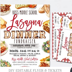 EDITABLE Lasagna Dinner Fundraising Flyer, Lasagna Dinner Fundraising Templates, Lasagna Benefit Dinner Tickets, DIY with Corjl - #FLYR44