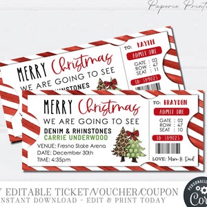 EDITABLE Christmas Concert Ticket, Concert Ticket Template, Christmas Gift Ticket, Christmas Ticket, Printable - Edit with Corjl - #CT23(9)