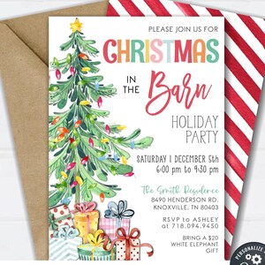 EDITABLE Christmas in the Barn Invitation, Christmas Party Invitation, Barn Christmas Party, Digital Invitation, DIY Edit Corjl - #CP05 (10)