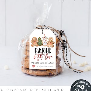 Editable Christmas Cookie Gift Tag: Baked with Love (DIY Corjl Template)