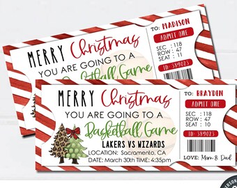Bearbeitbares Weihnachtsbasketball-Spielticket: Stocking Stuffer (Digitaler Download)
