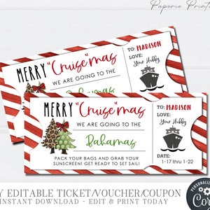 Plantilla EDITABLE de boleto de crucero, vale de regalo de crucero de Navidad, boleto de crucero imprimible, relleno de medias, digital, editar con Corjl #CT23 (15)