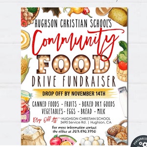 Editable Food Drive Flyer Template: Community Fundraiser (DIY Corjl) #FLYR23