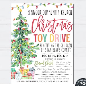 EDITABLE Christmas Toy Drive Flyer, Toy Drive Fundraiser Flyer, School Christmas Flyer, Church Christmas Flyer - DIY with Corjl - #CP05 (23)
