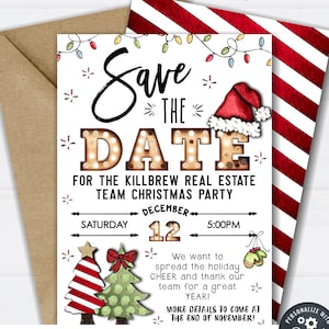 EDITABLE Save the Date Christmas Party, Christmas Party Save the Date, Save the Date Holiday Party, Company Christmas, DIY w/Corjl - #CP16