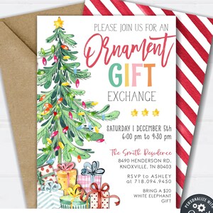 EDITABLE Ornament Gift Exchange Christmas Party Invitation, Holiday Party Invitation, Christmas Party Invitation - DIY with Corjl - #CP05(7)