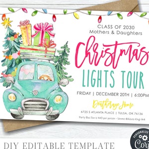 EDITABLE Christmas Lights Tour Template, Christmas Lights Tour Invitation, Christmas Tour Flyer, Christmas Lights Flyer, DIY Corjl #CP54 (1)