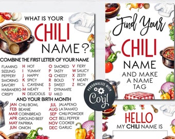 Chili Cook-Off Party Game: What's Your Chili Name (DIY Editable Template) #FLYR18