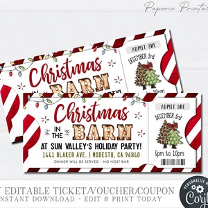 Modello di biglietto per una festa di Natale EDITABILE, Biglietto di invito per Natale nel fienile, Modello di invito per una festa di festa, Corjl fai da te - #CP01 (5)