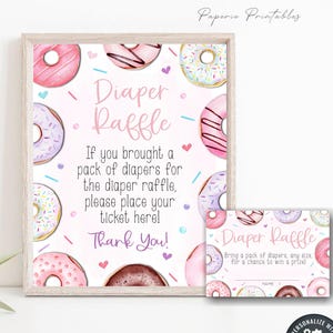 Enseigne et cartes modifiables pour tombola Donut Diaper : jeu de baby shower (téléchargement numérique) # BS87