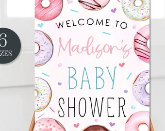 Donut Baby Shower Welcome Sign: Editable Poster Board (Digital Download) #BS87