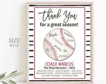 Editable Baseball Coach Gift Printable: Team Appreciation (DIY Corjl)