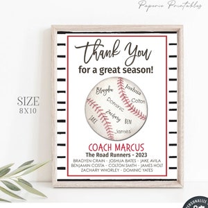 EDITABLE Baseball Coach Gift Printable, Coach Appreciation Gift, Team Gift for Coach Printable, Baseball Coach Corjl - DIY with Corjl, #CO12